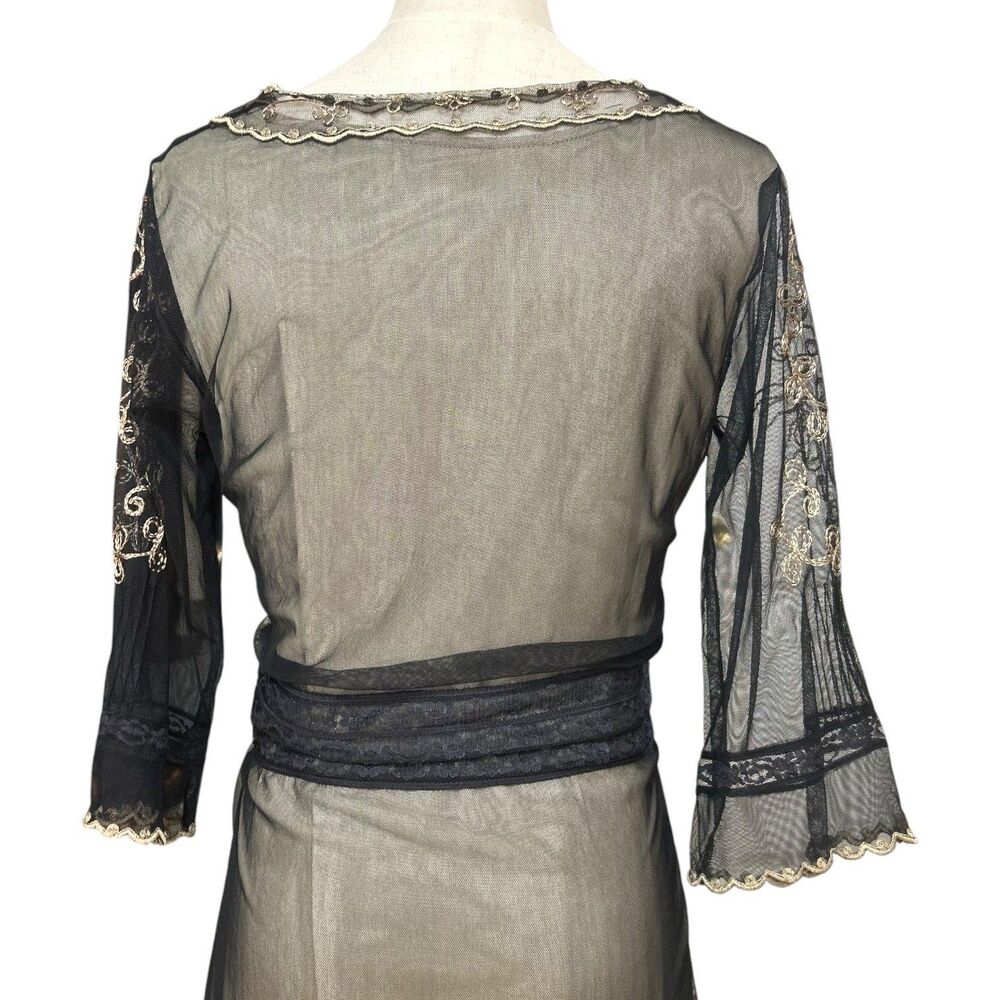 True Romance Nataya Black Empire Waist Embroidered Victorian Titanic Dress Sz M - Picture 9 of 9